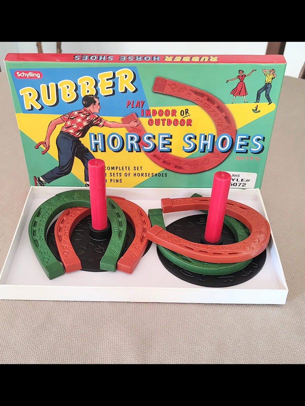 Schylling Rubber Horse Shoe Set Complete 4 Shoes 2 Pegs w/ Stands